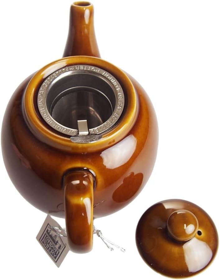 Ceramic Teapot with Infuser 600ml Brown Farmhouse Loose Leaf Tea Pot