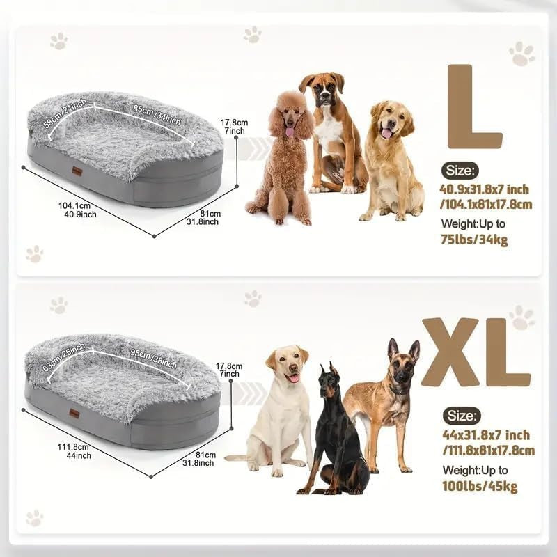 Orthopedic Dog Sofa Bed 9.5cm Thick Memory Foam Washable