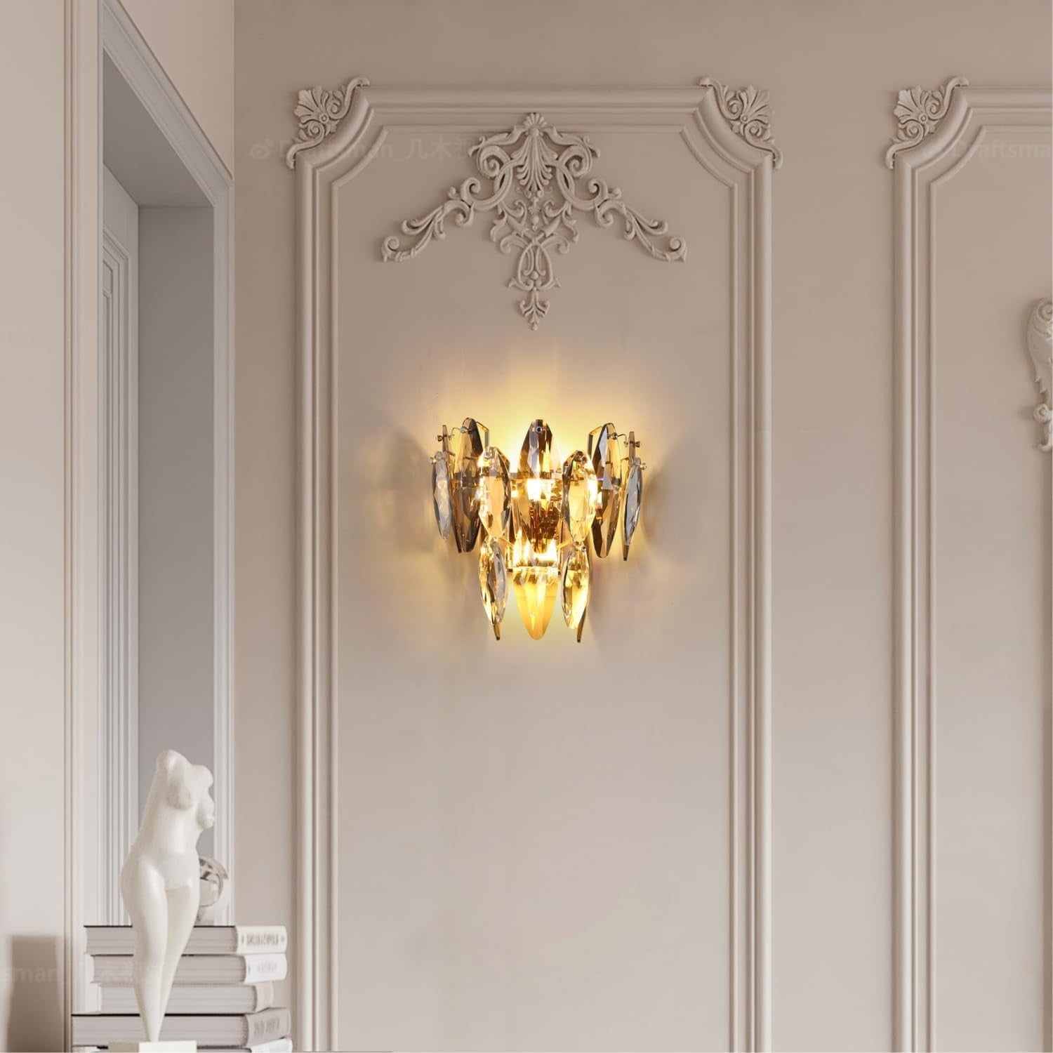 Gold Crystal Wall Light Chandelier | Elegant LED Pendant Lamp for Bedroom