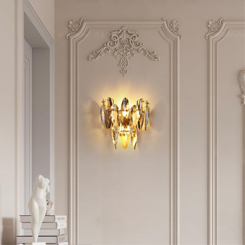 Gold Crystal Wall Light Chandelier | Elegant LED Pendant Lamp for Bedroom