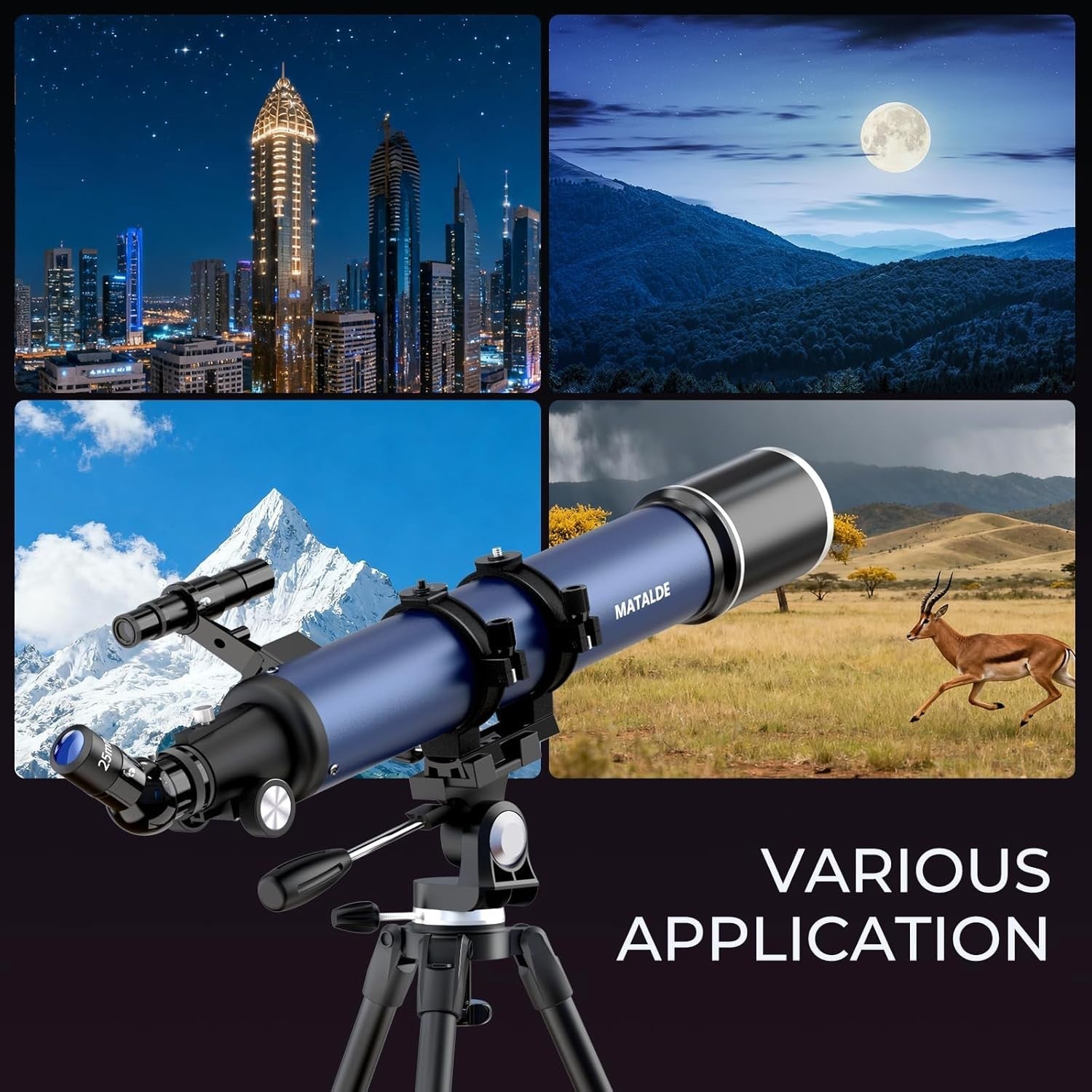 Advanced Telescope 90mm Refractor 32X-240X Astronomy Kit Blue Tripod