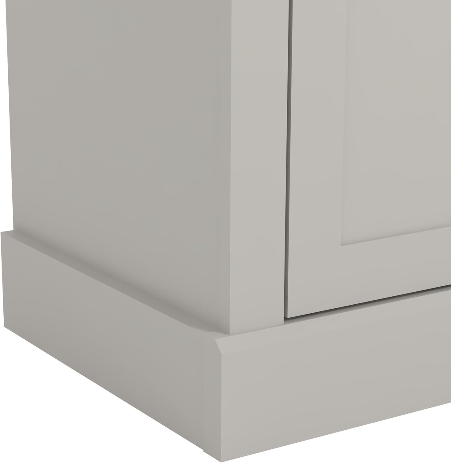 Grey Sideboard Cabinet with Drawers & Doors, Oak Top, Storage Unit