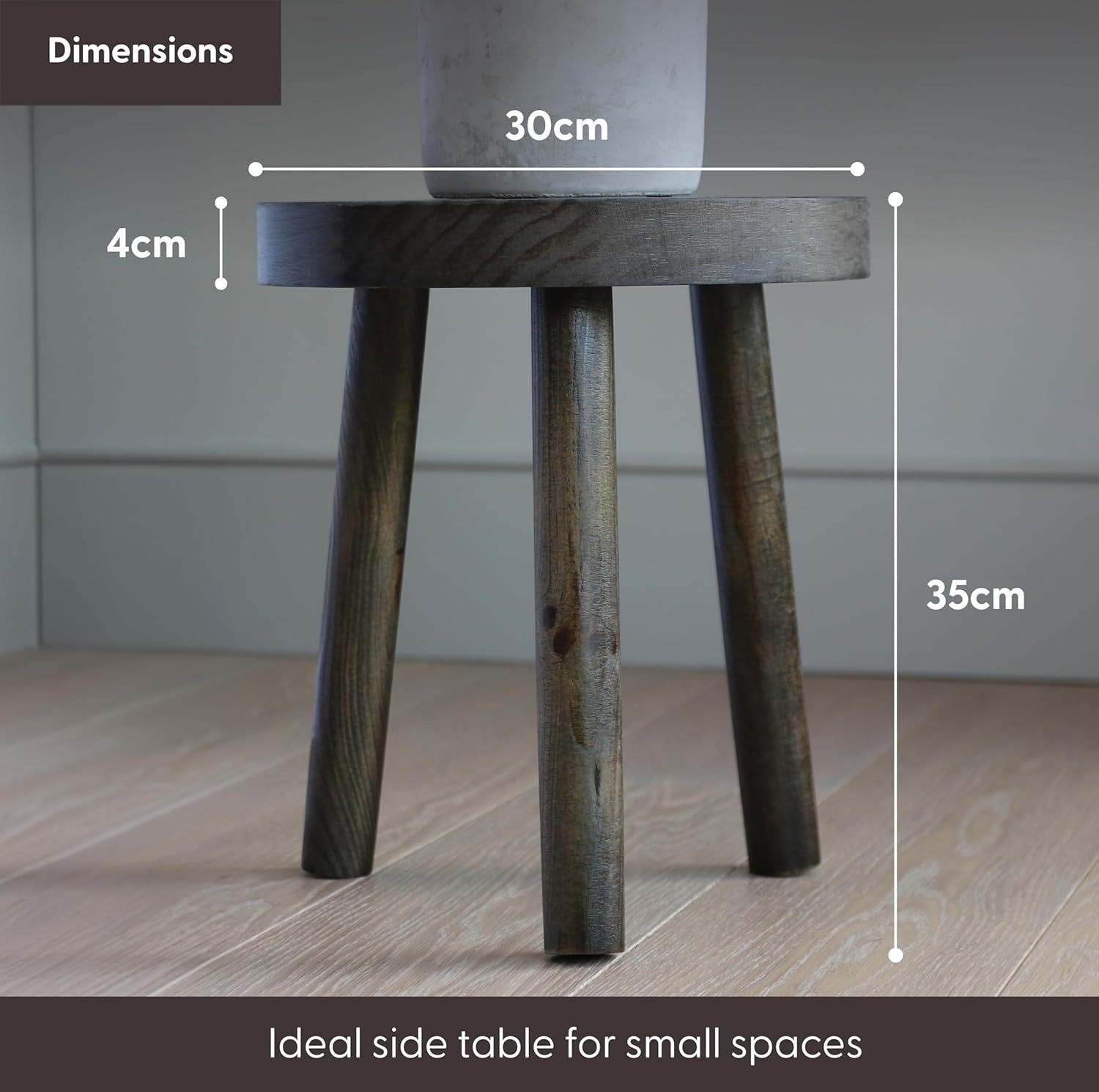 Rustic Wooden Side Table Plant Stand Mini Stool Bedside Table 35cm Solid Wood