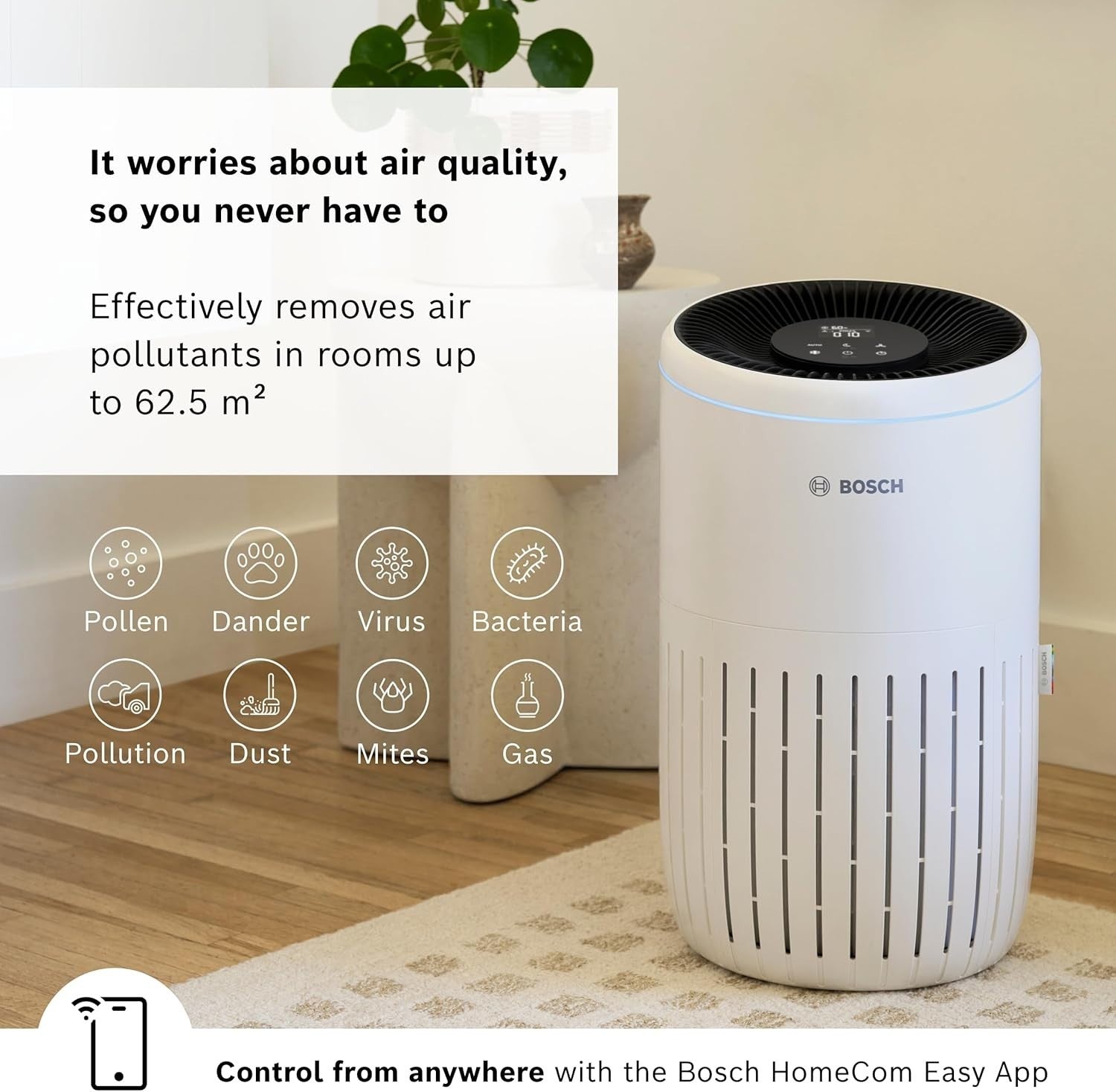 Smart Air Purifier 62.5m² HEPA CADR 300 Quiet Sleep App Control