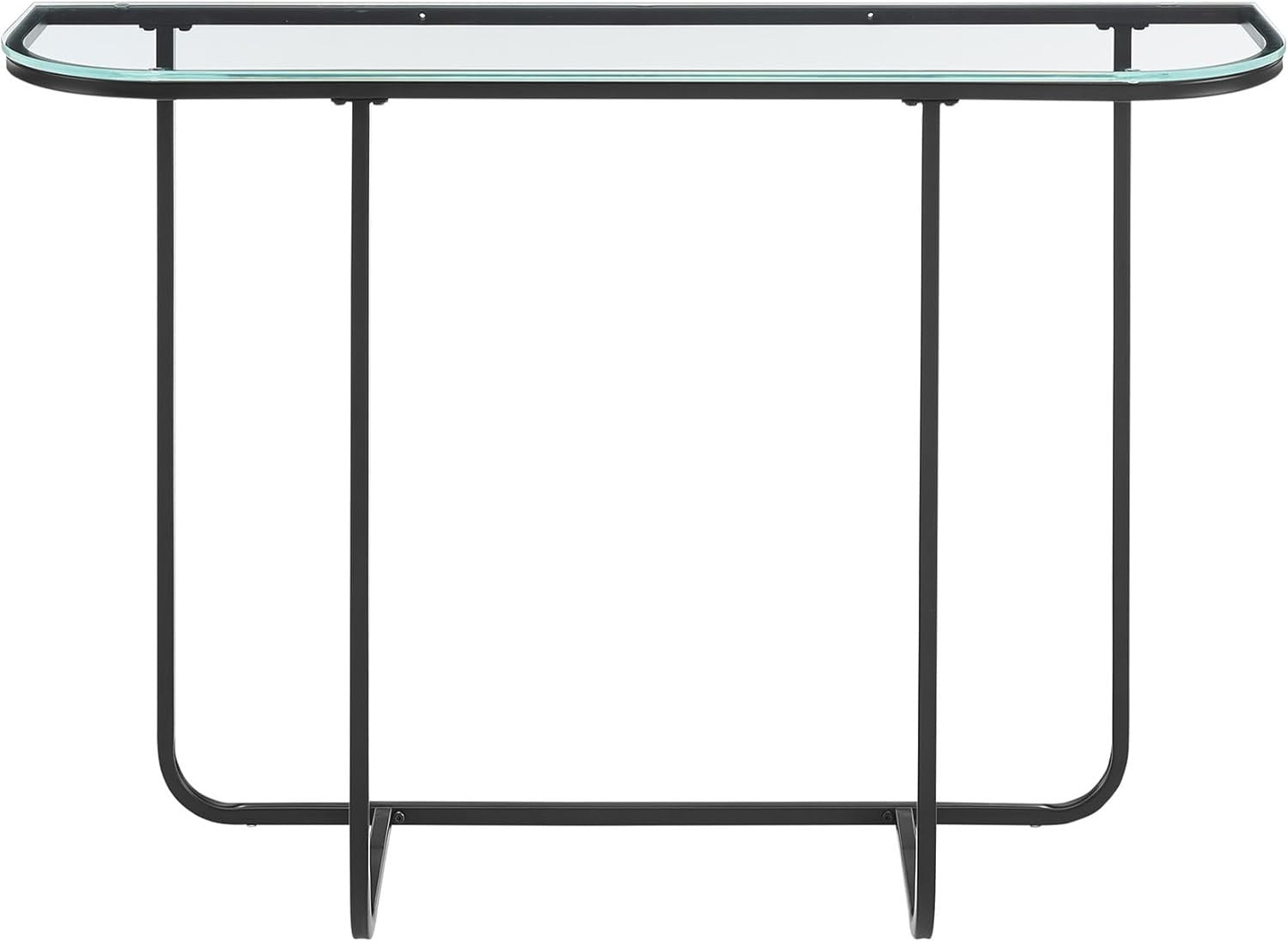 Glass Console Table with Metal Legs, Narrow Entryway Sofa Hallway Desk 76x139cm