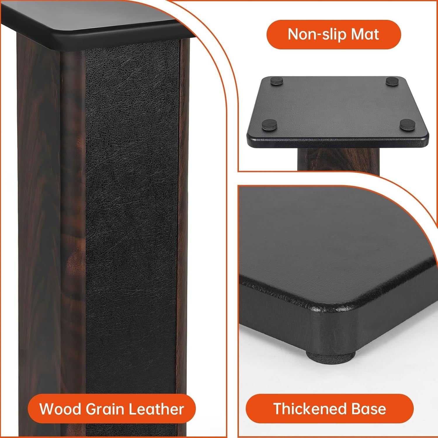 30cm Wood Speaker Stands HiFi Heavy Duty MDF Set Sand Fill Design