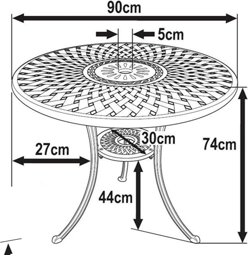 Round Cast Aluminium Garden Table Set 4 Chairs Weatherproof Metal