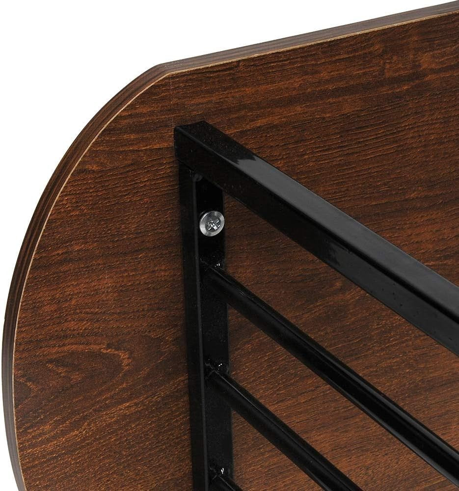 Slim Oval Side Table with Storage, Dark Oak Small End Table for Living Room