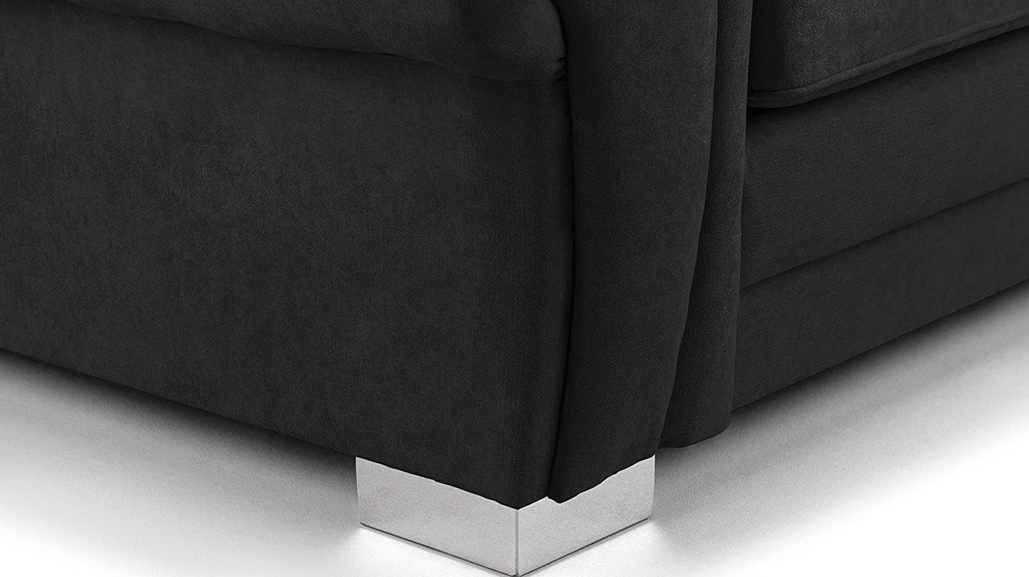 Black Large 5-Seater Suede Corner Sofa L-Shape with Button Tufted Comfort