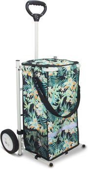 Foldable 45L Shopping Trolley Cart w/ Insulated Bag & 2 Wheels Tropic