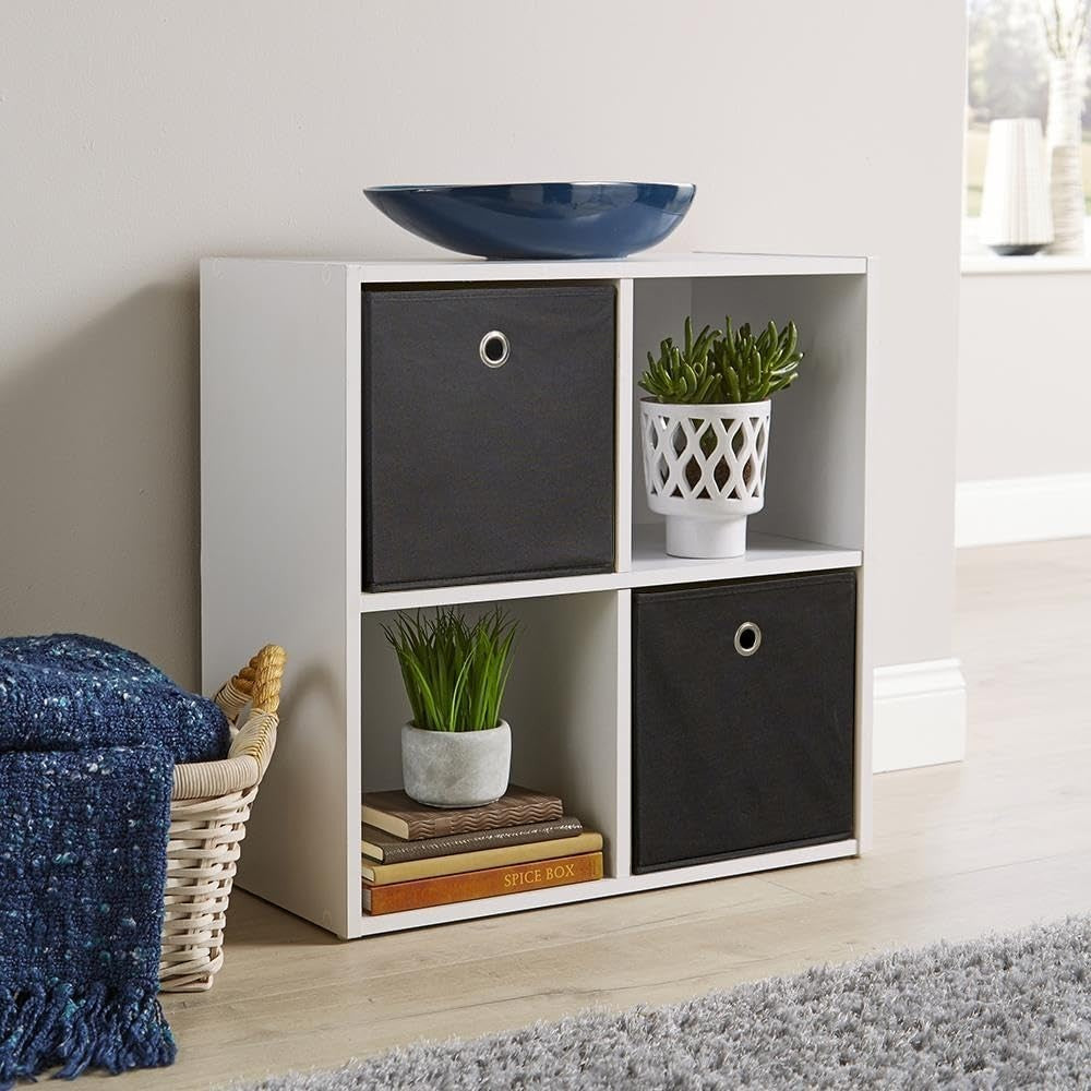4 Cube Storage Shelf White Wooden Bookcase Display Unit 60cm