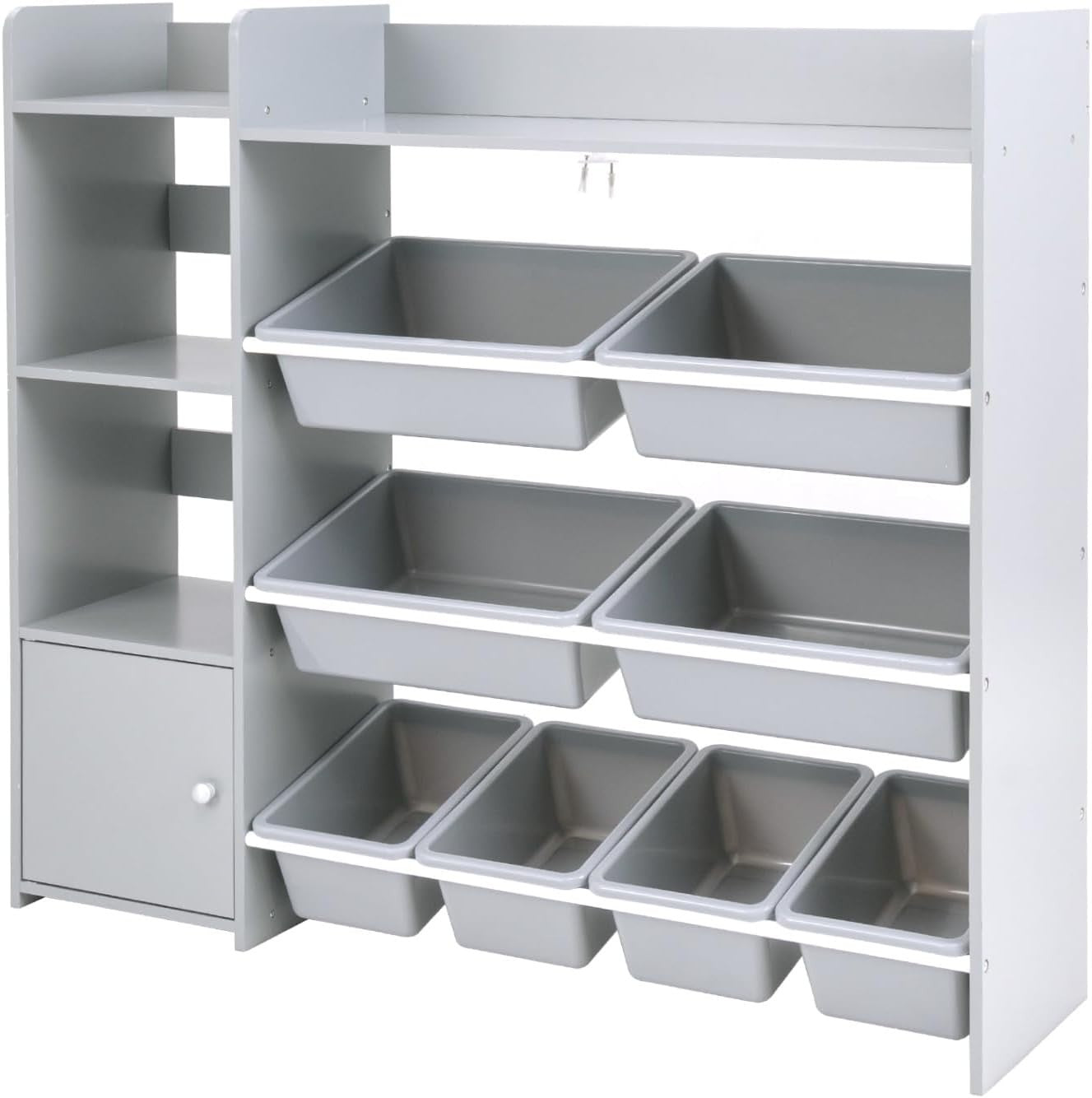 Kids Toy Storage Organizer with 8 Bins, Cabinet & Shelves, Safe & Waterproof
