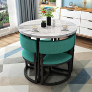 Compact Round Office Table Set – 80cm Meeting Desk with 4 Padded Chairs