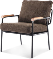 Mid Century Accent Armchair Linen Brown Metal Frame Lounge