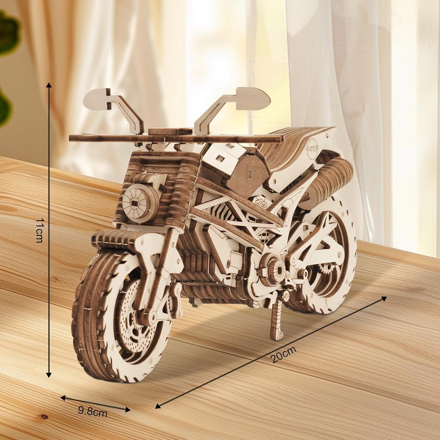 3D Wooden Motorcycle Puzzle Model Kit – DIY Craft Gift for Adults & Teens