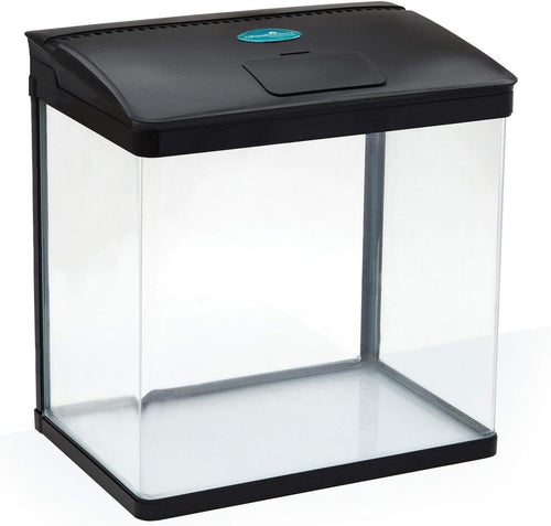 29L Nano Fish Tank with LED Light & Tray Filter, Curved Glass Aquarium