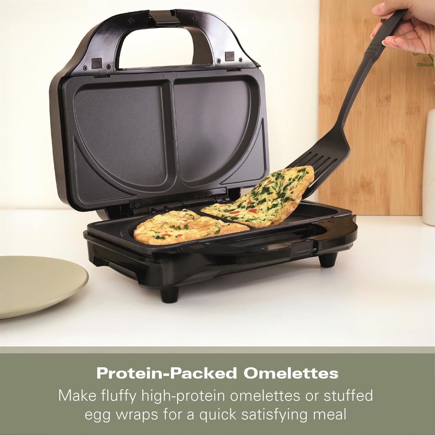 4-in-1 Sandwich Toaster 29.2x25.5x12cm Non-Stick Plates Waffle Panini Omelette