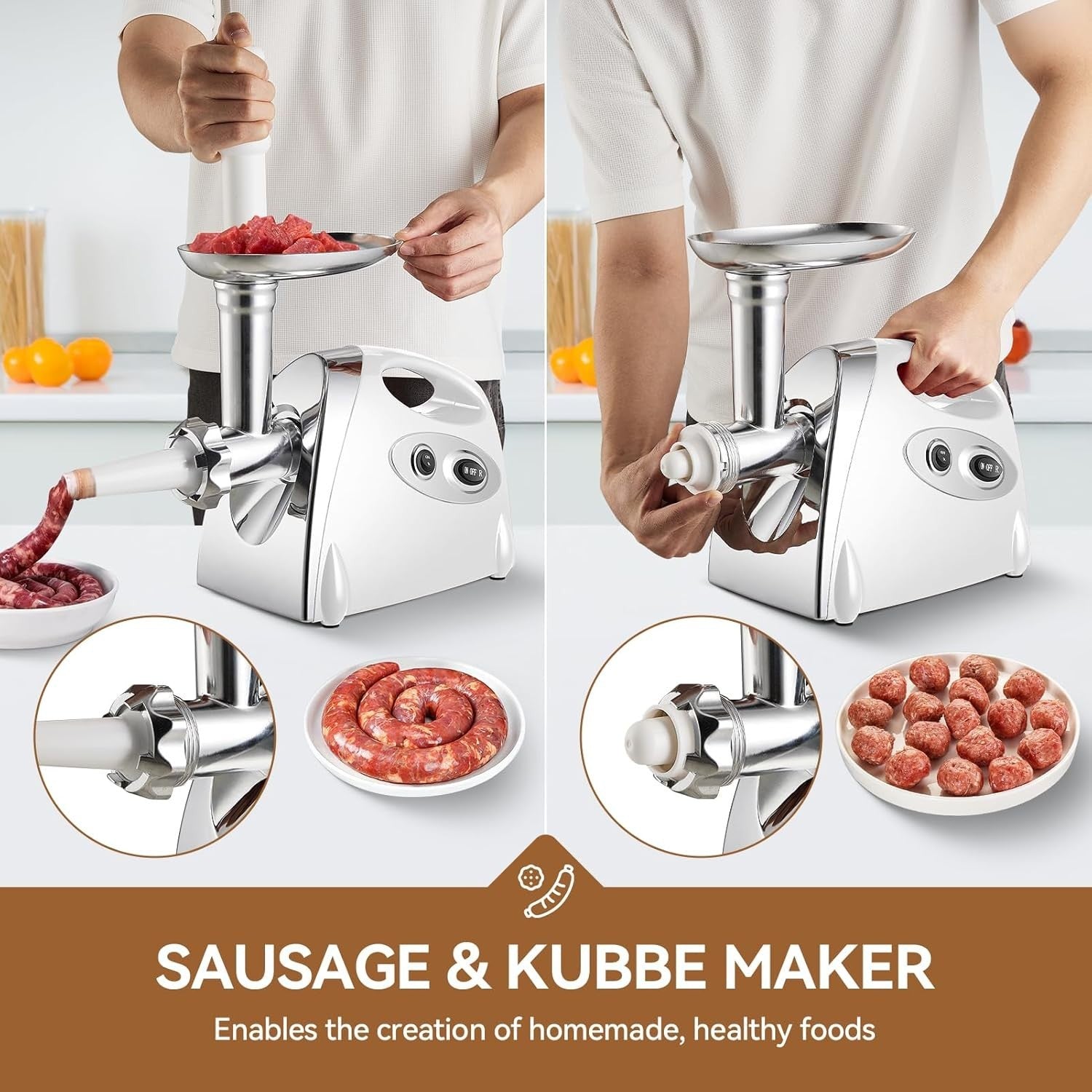 Heavy Duty Meat Mincer 2800W Sausage Maker Food Grinder 3 Steel Plates