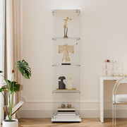 Glass Display Cabinet 64” Single Door Storage Showcase with 4 Shelves