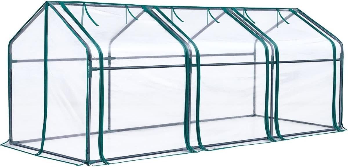 Portable Mini Greenhouse 241x91x91cm Clear PVC Cloche Tent for Indoor Outdoor