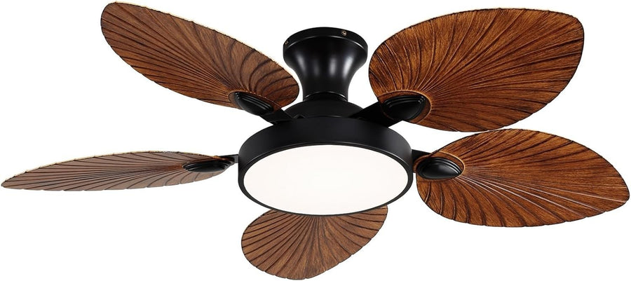 Fanyank 46" Tropical Ceiling Fan with Light, Palm Leaf, 6-Speed, Remote