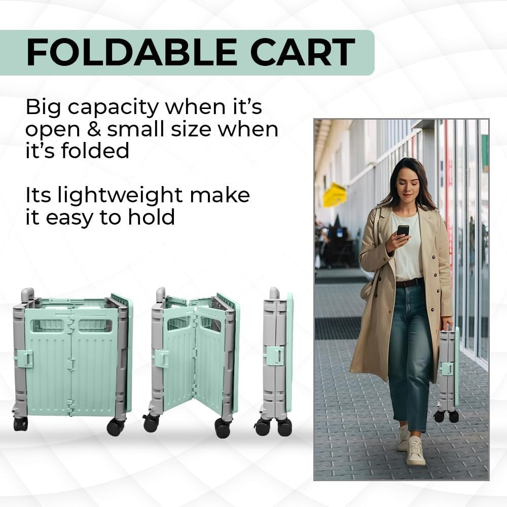 50L Foldable Shopping Trolley Cart 4 Wheels Lid 40kg Heavy Duty Utility