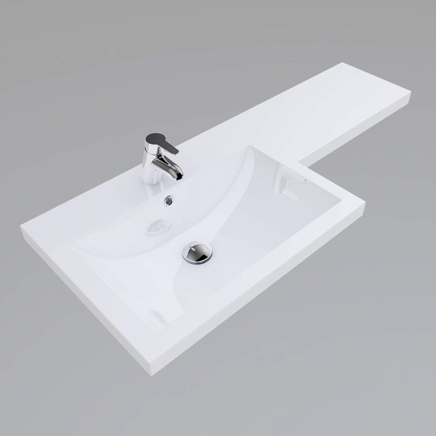1100mm White Left Hand Vanity Unit with Basin & Back to Wall Toilet Combo Set