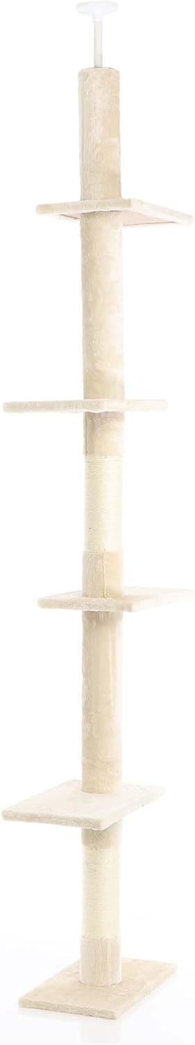 Floor to Ceiling Cat Tree Tower Adjustable 230–276cm 4 Level Sisal Scratching Po