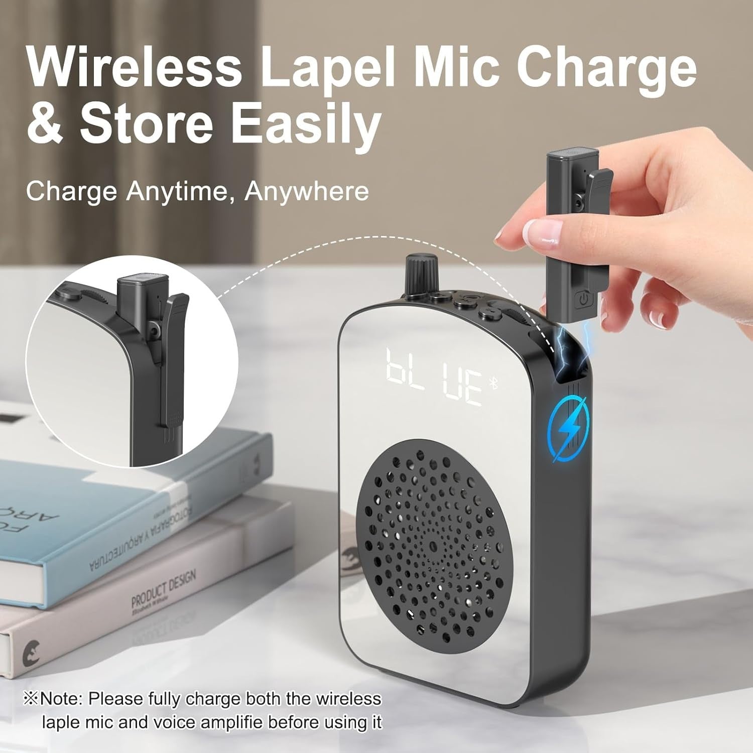 A10 Wireless Voice Amplifier 15W Speaker Lavalier Mic Bluetooth TF AUX
