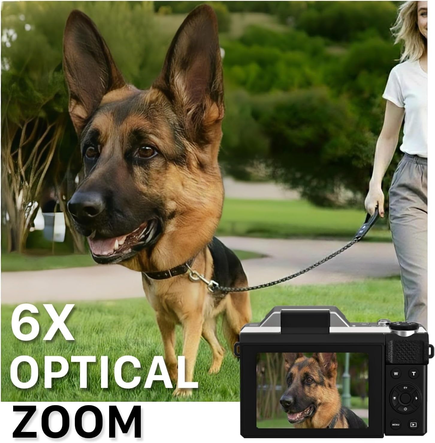4K Vlogging Camera 64MP 6X Optical Zoom Flip Screen WiFi Black