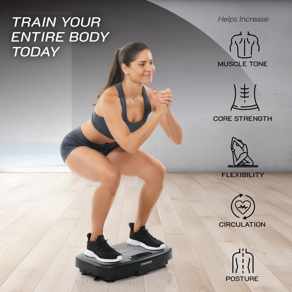 Compact Vibration Plate Fitness Platform 120 Speeds Bluetooth Home