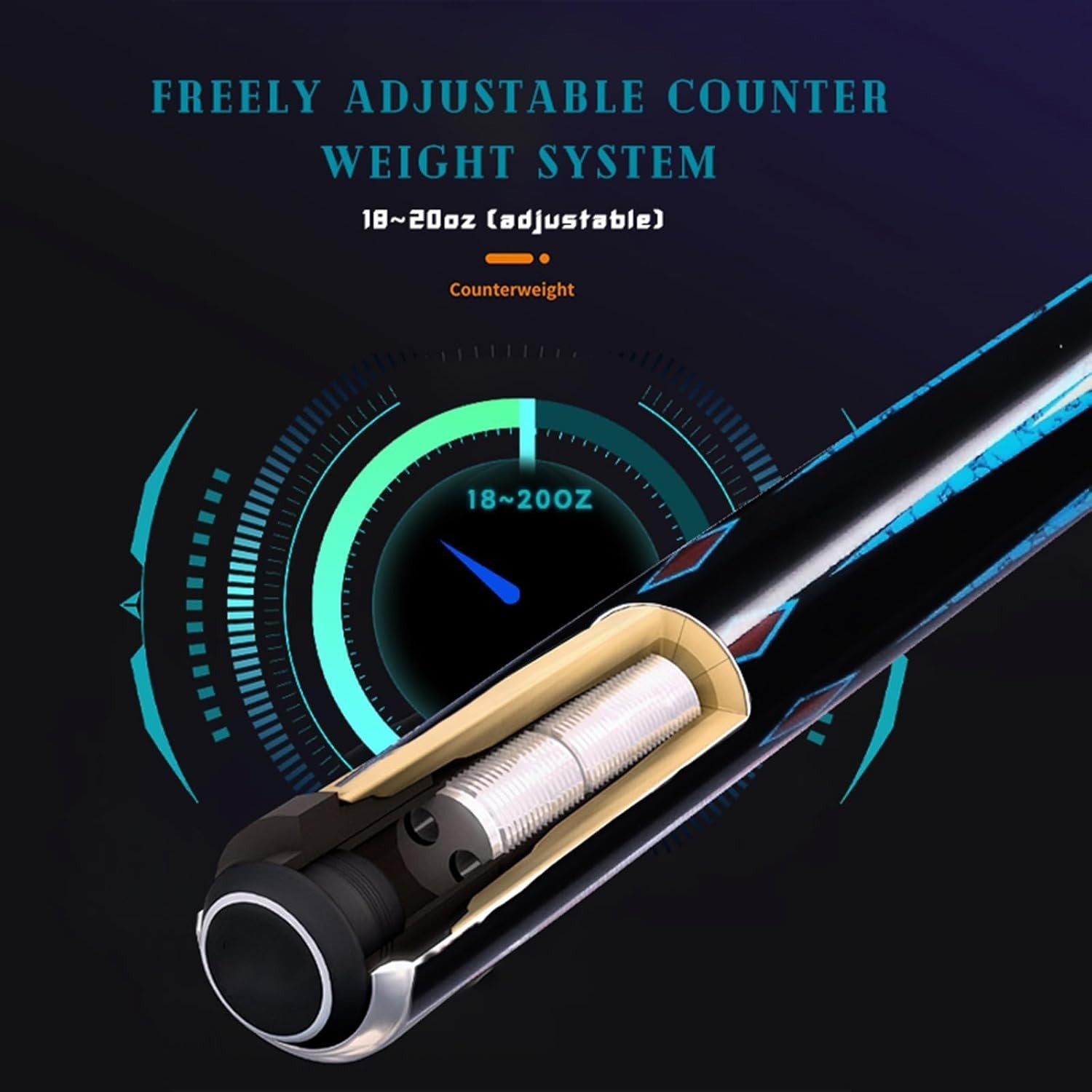 Carbon Fiber Pool Cue 57in 10.5mm Tip 3/4 Joint Pro Control