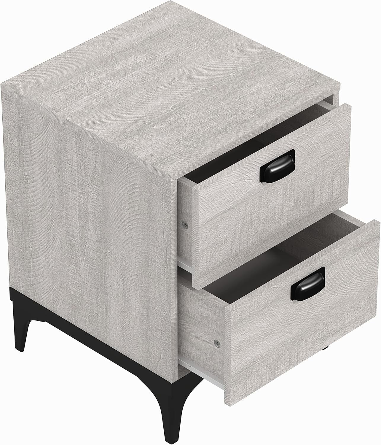 2 Drawer Bedside Table Dusty Grey Oak Storage Cabinet for Bedroom Hallway