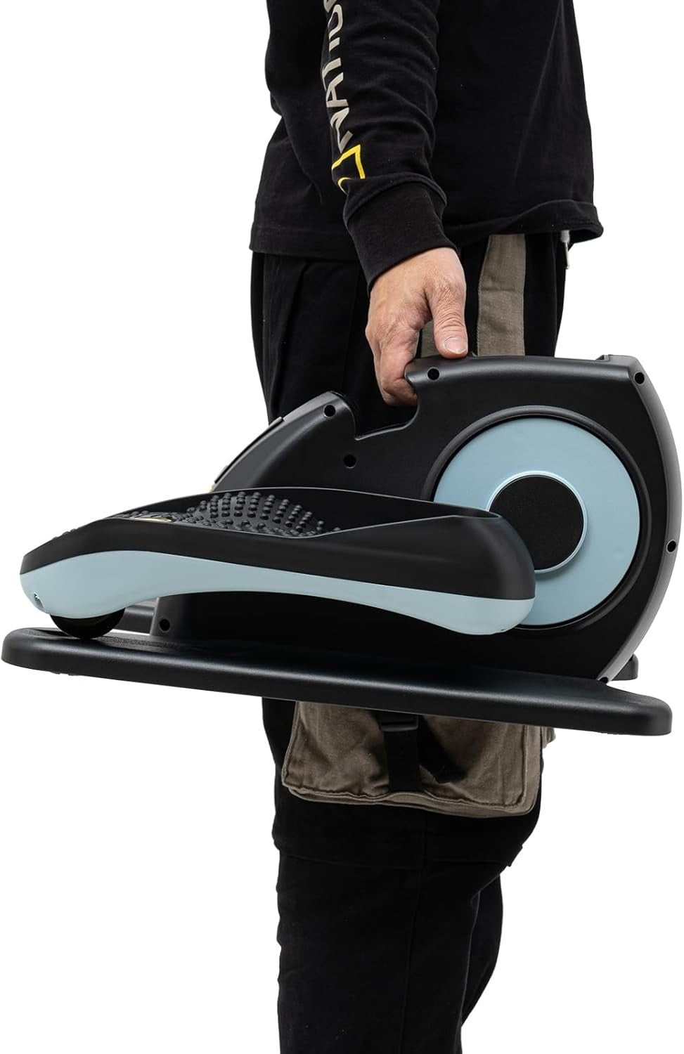 Blue Under Desk Elliptical Pedal Exerciser Quiet Remote Seated Leg Trainer