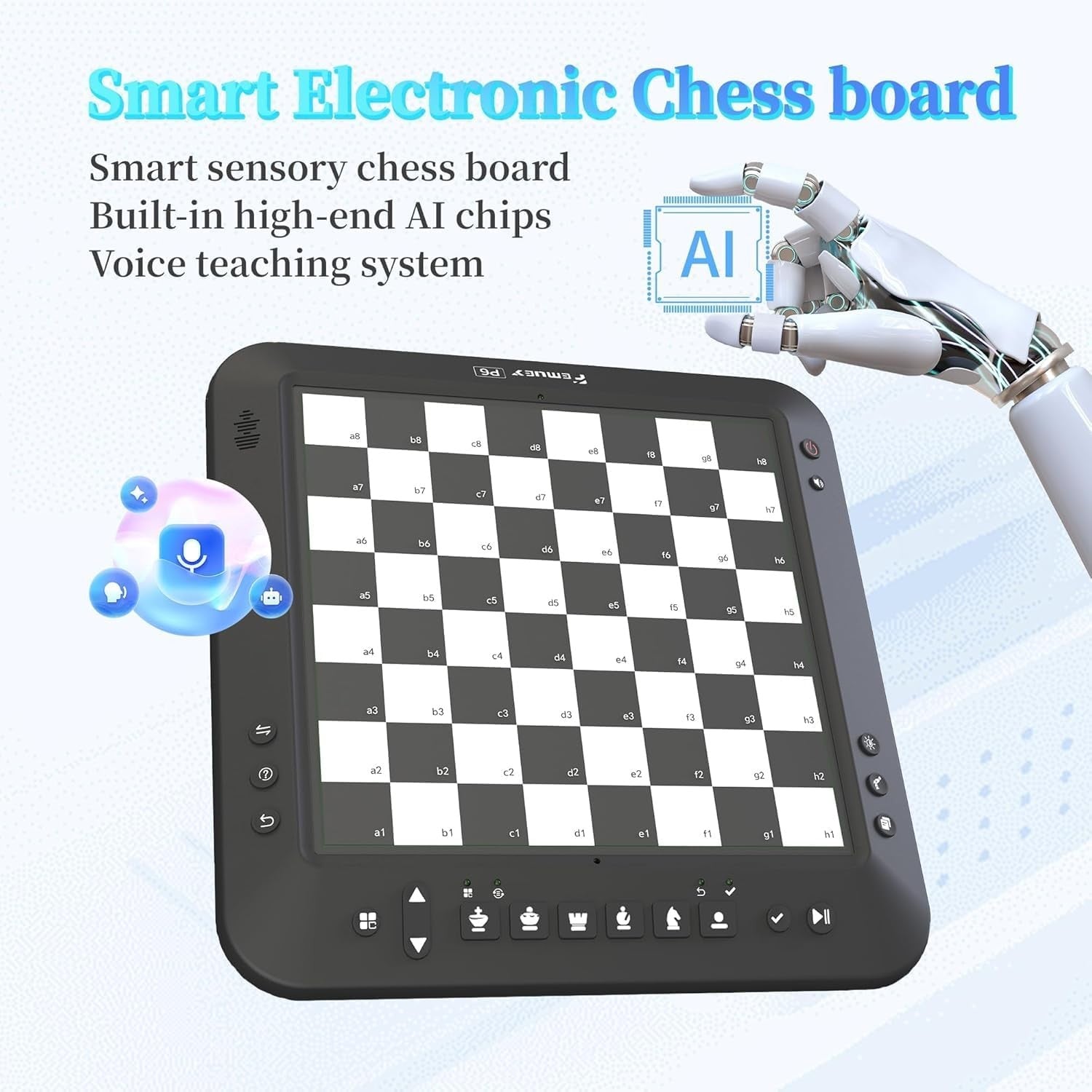 Electronic Chess Set Computer Board w/ LED Lights & Magnetic Pieces