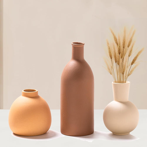 Ceramic Vase Set 3 Modern Boho Decor Pampas Grass Table Shelf