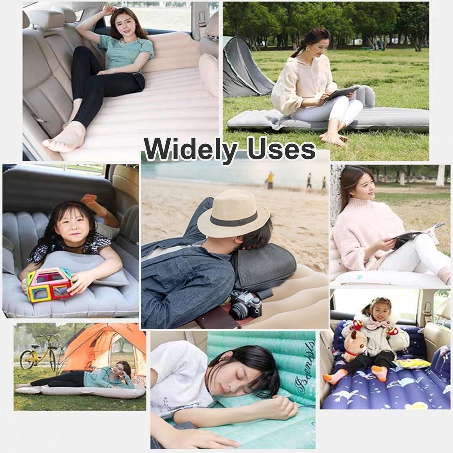 Inflatable Car Back Seat Mattress with Pump & 2 Pillows for Travel