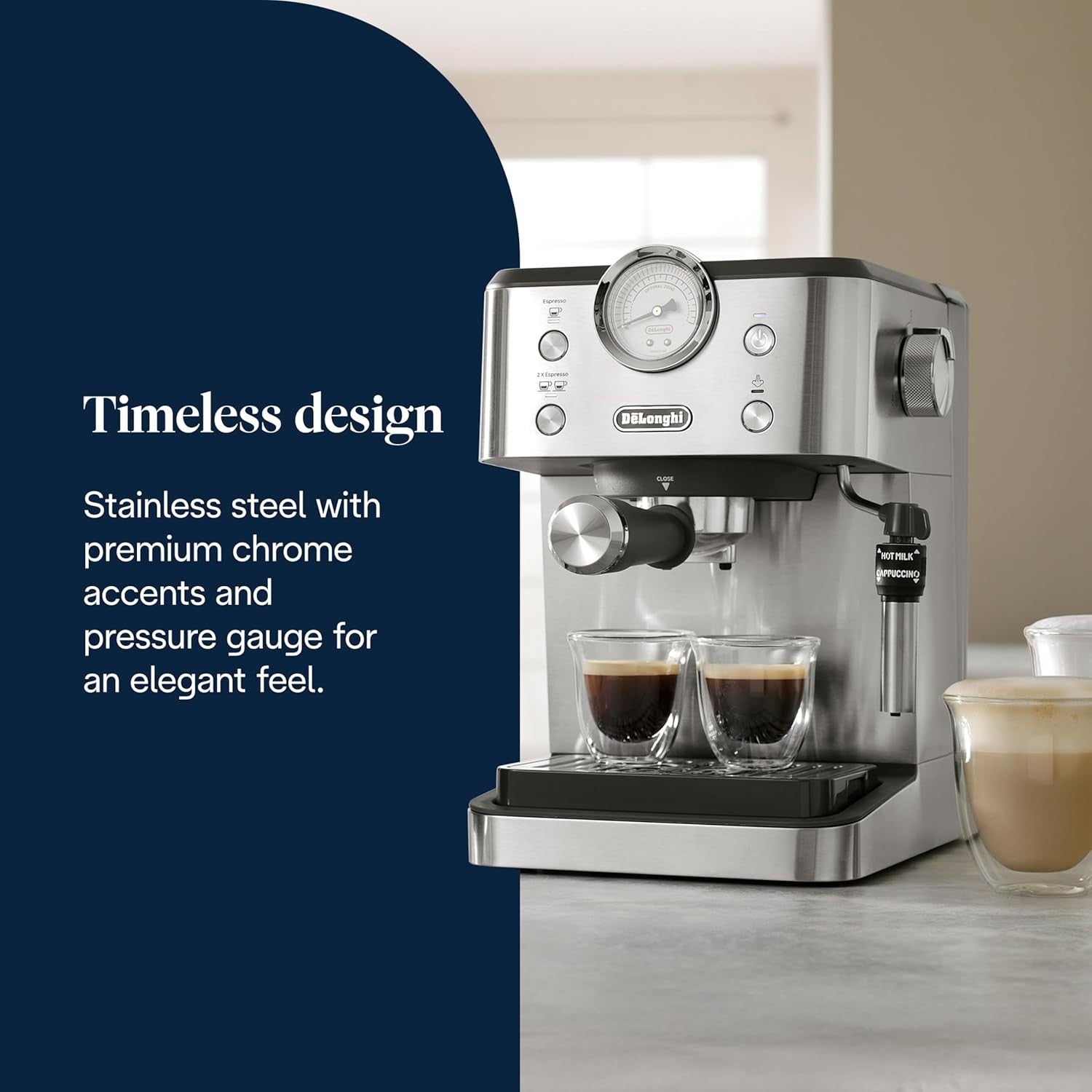 Premium Espresso Coffee Maker | 15 Bar Pressure | Steam Wand & Milk Frother