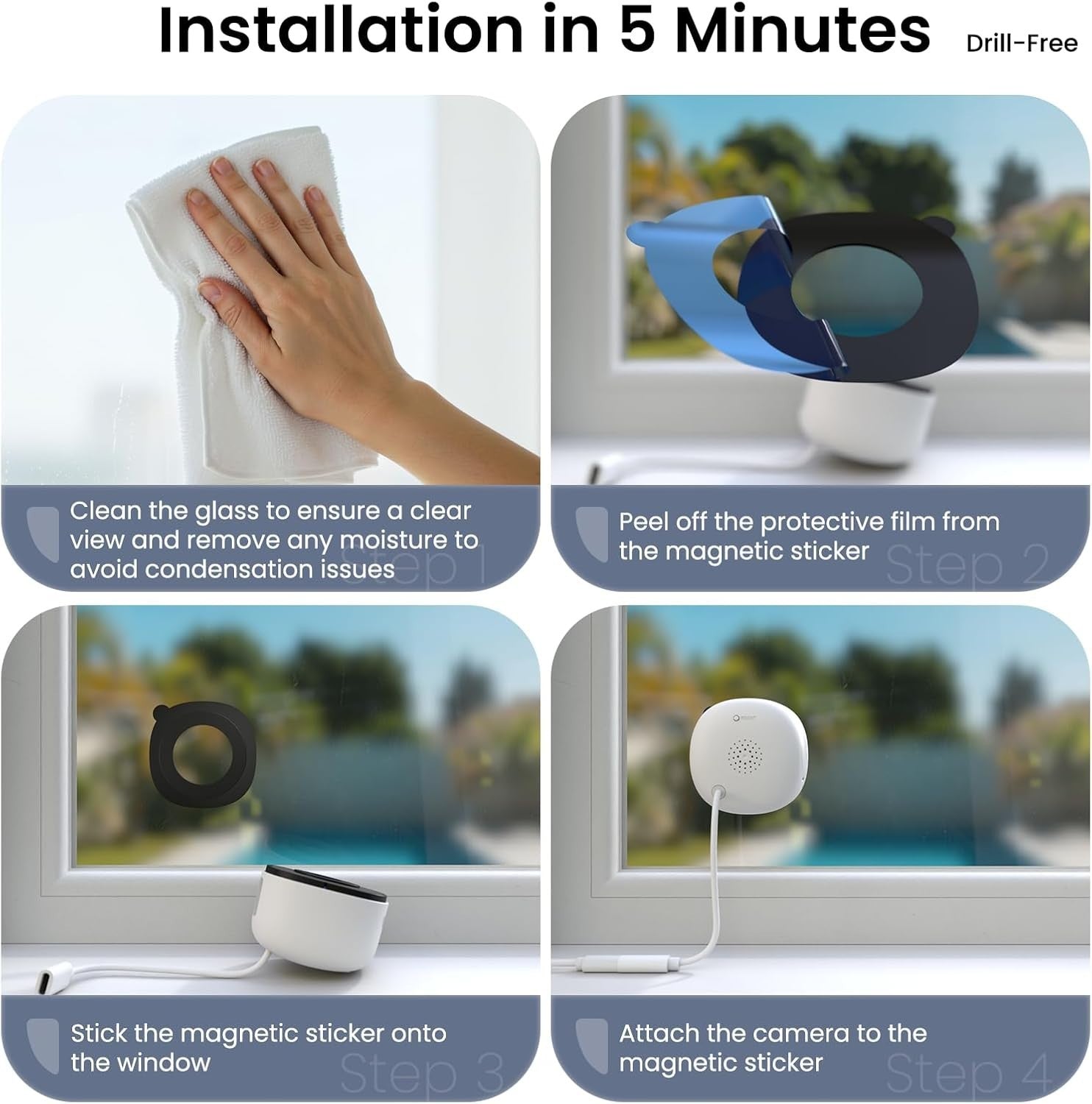 2K Window Security Camera Dual Band WiFi AI Detection Night Vision