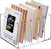Clear Acrylic Desk File Organizer 5 Compartments Magazine Folder Rack