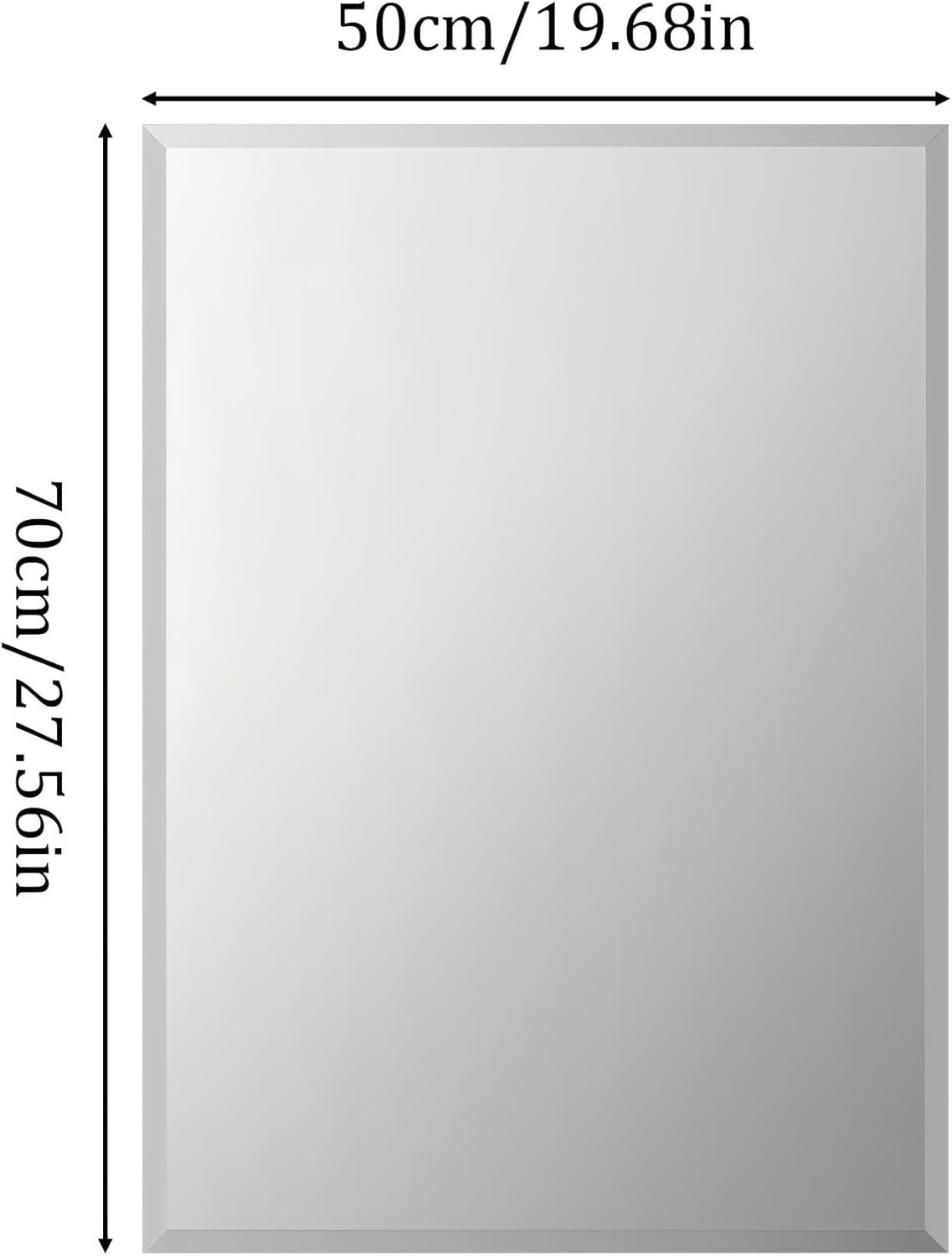 Frameless Rectangular Wall Mirror 70x50cm Beveled Glass Vanity
