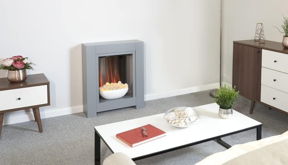 Electric Fireplace Suite Grey 23” Fire Surround LED Pebble Heater