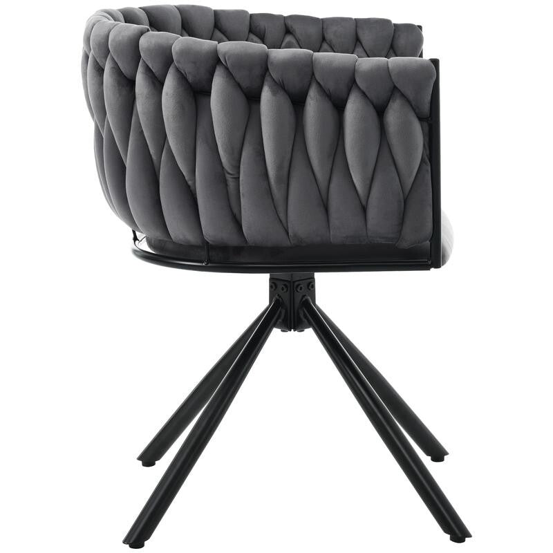 Set of 6 Grey Swivel Velvet Dining Chairs – Modern, Comfy, Curved Back (V)