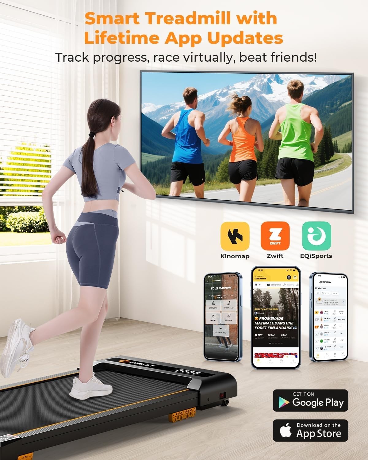 Under Desk Treadmill 3-in-1 Portable Walking Pad 2.5HP Quiet Motor