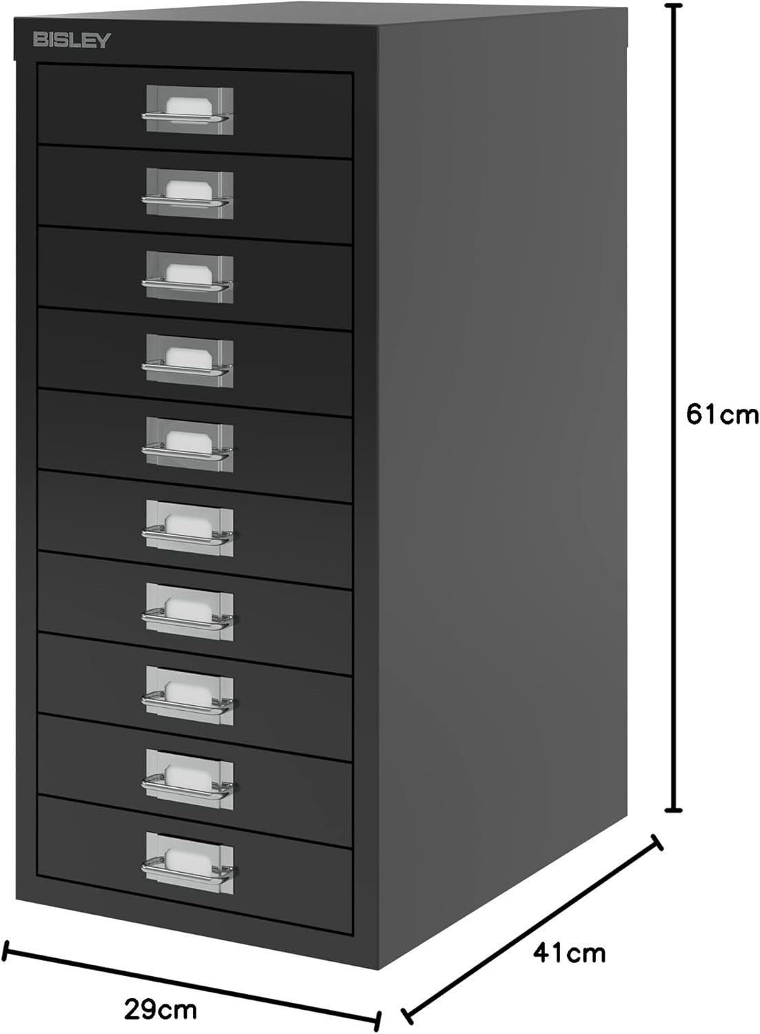 Black 10 Drawer Metal Multidrawer Cabinet A4 Stationery Storage