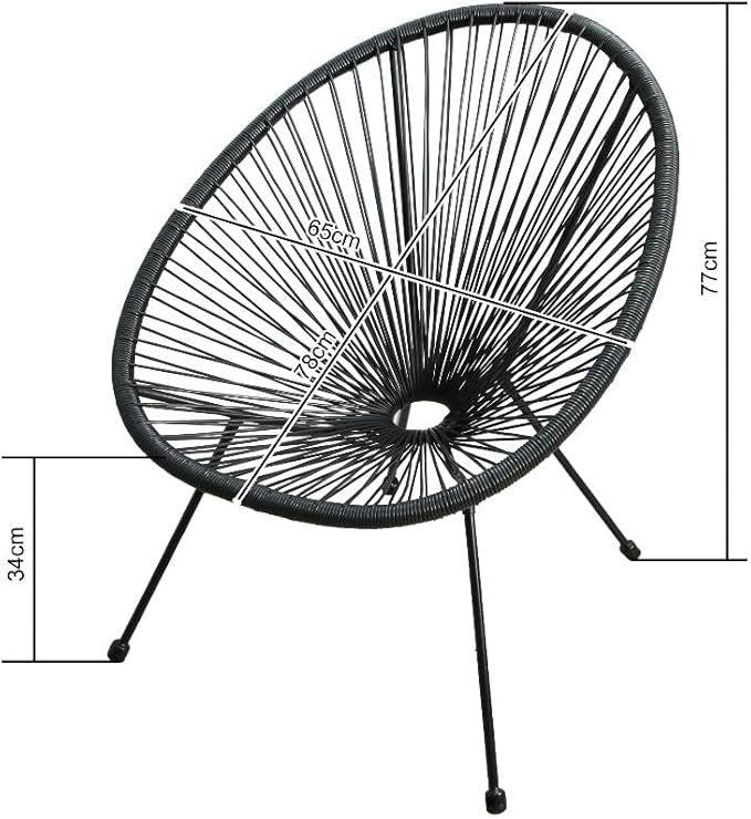 Outdoor Bistro Set 3pcs Egg Chairs & Table Rattan Style Garden Furniture