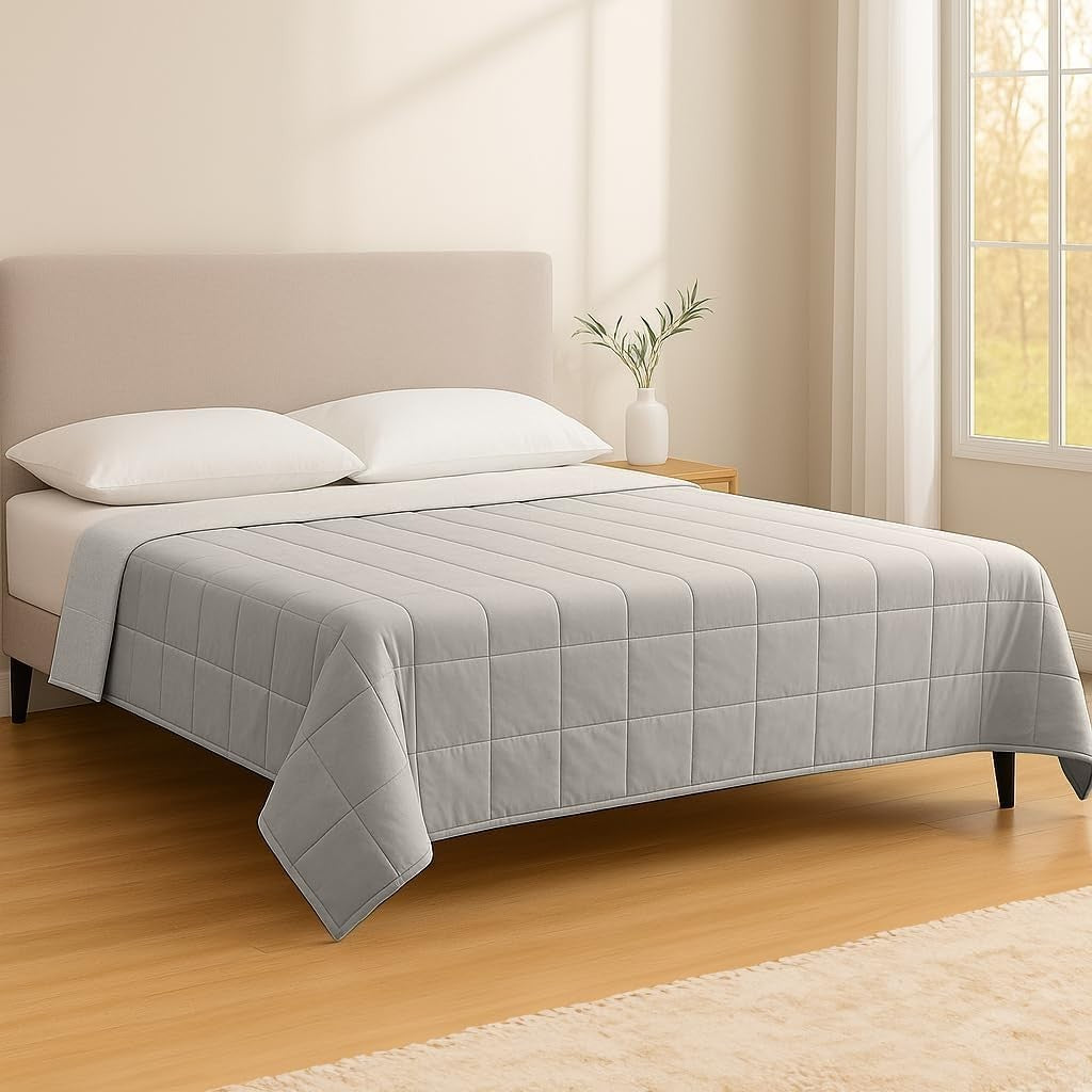 4kg Weighted Blanket, Grey Cotton 125x150cm Anxiety Stress Relief