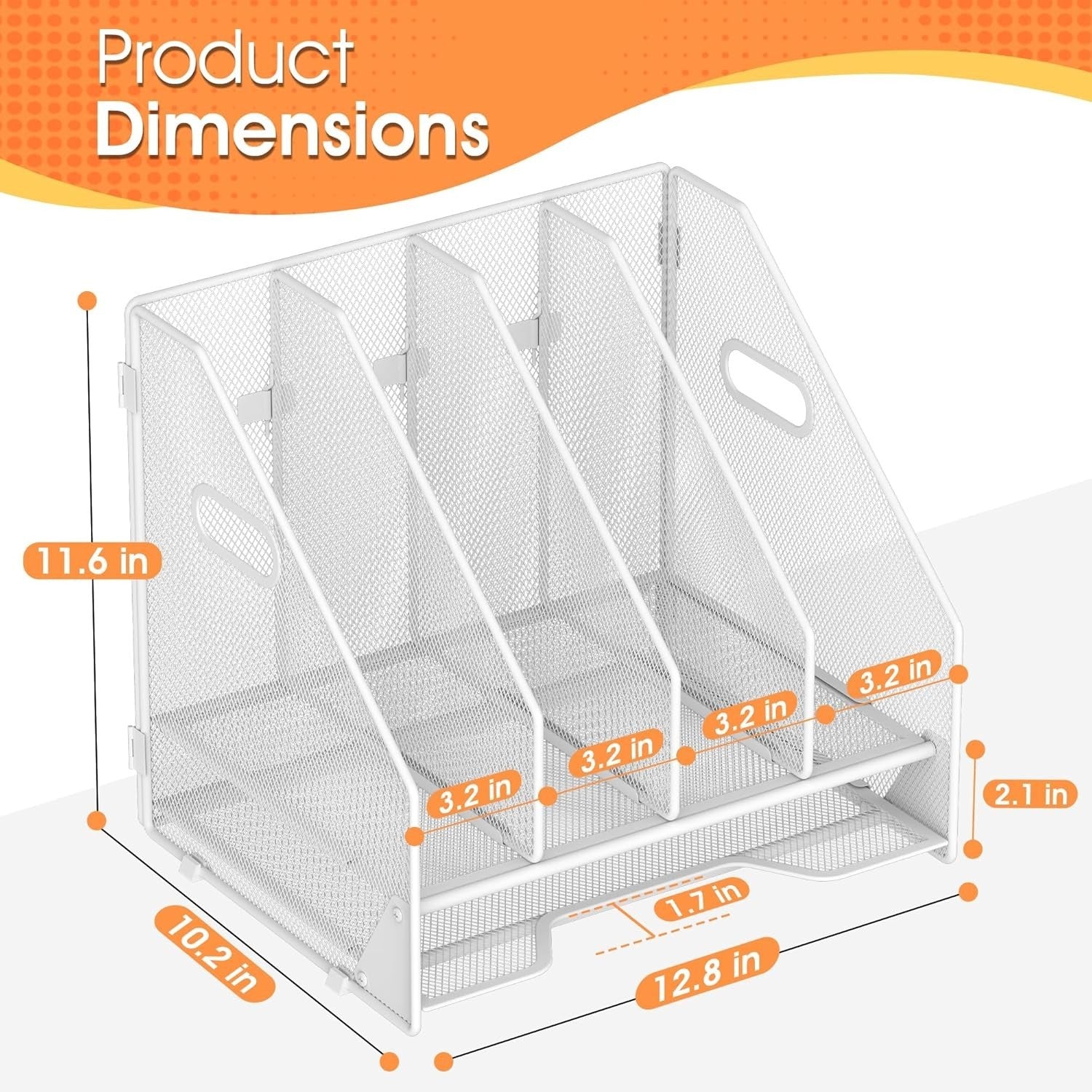 4-Tier Desktop File Organizer with Adjustable Compartments & Letter Tray, White