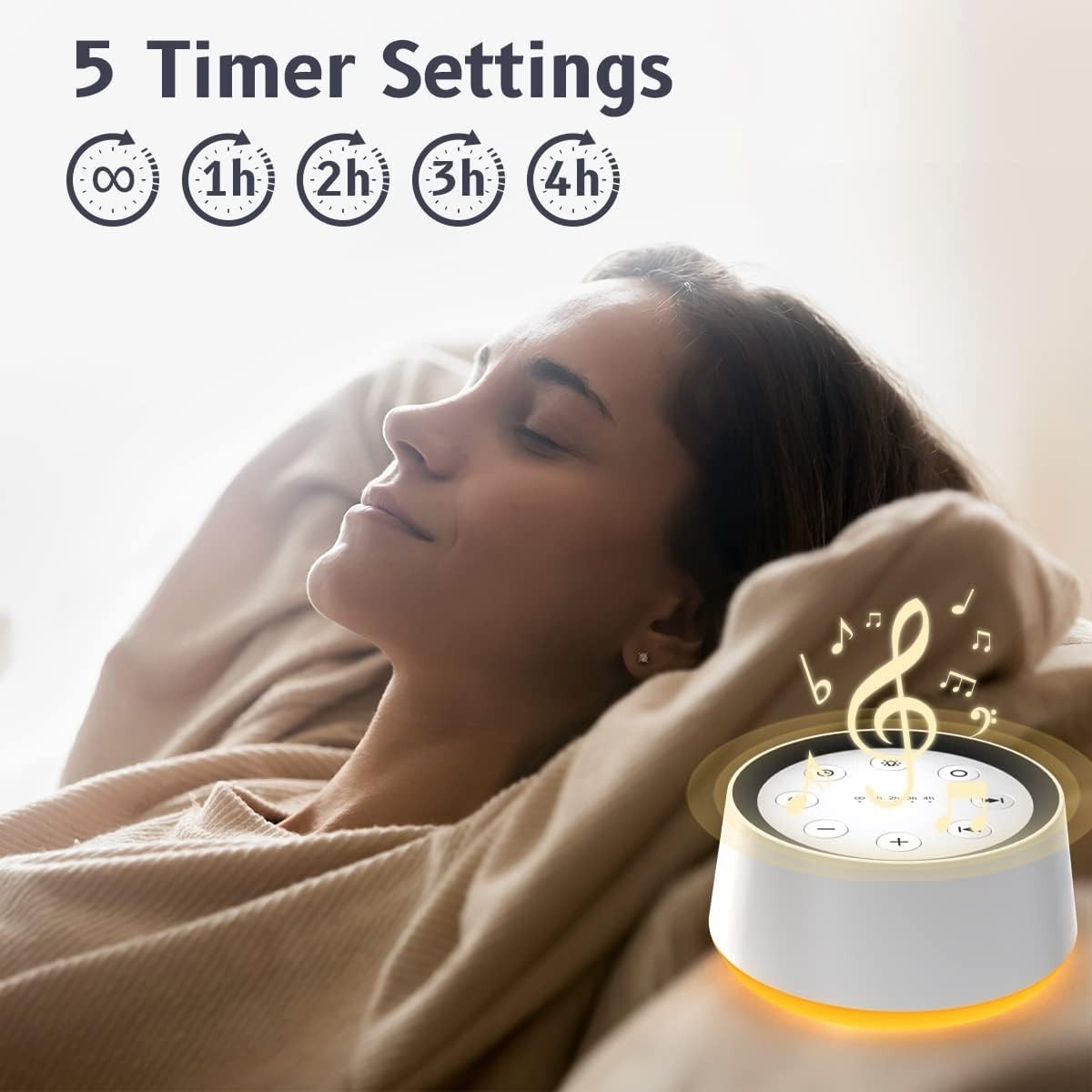 White Noise & Brown Noise Machine – 30 Soothing Sounds with Night Light