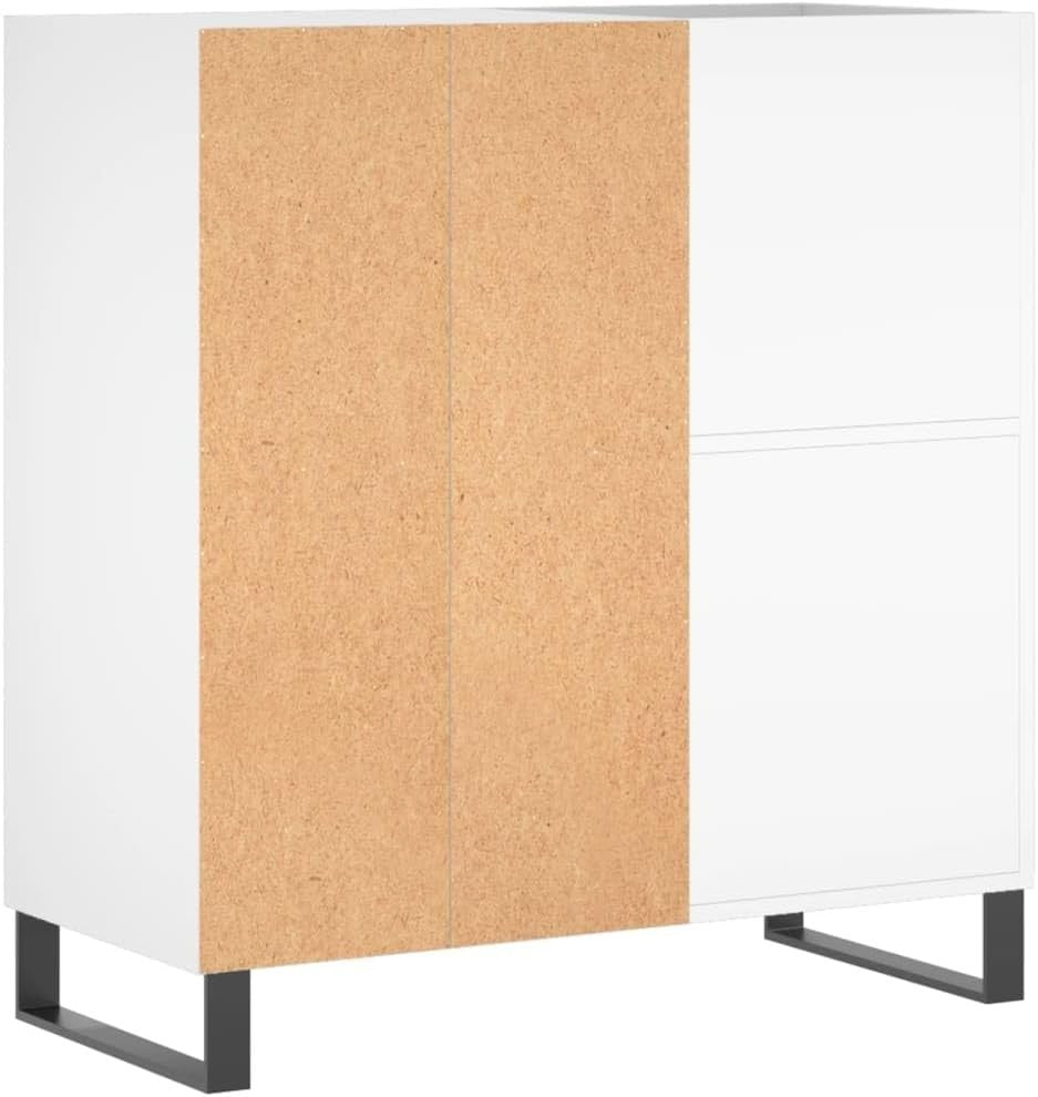 White Vinyl Record Cabinet with Storage – Modern LP Unit with Metal Legs